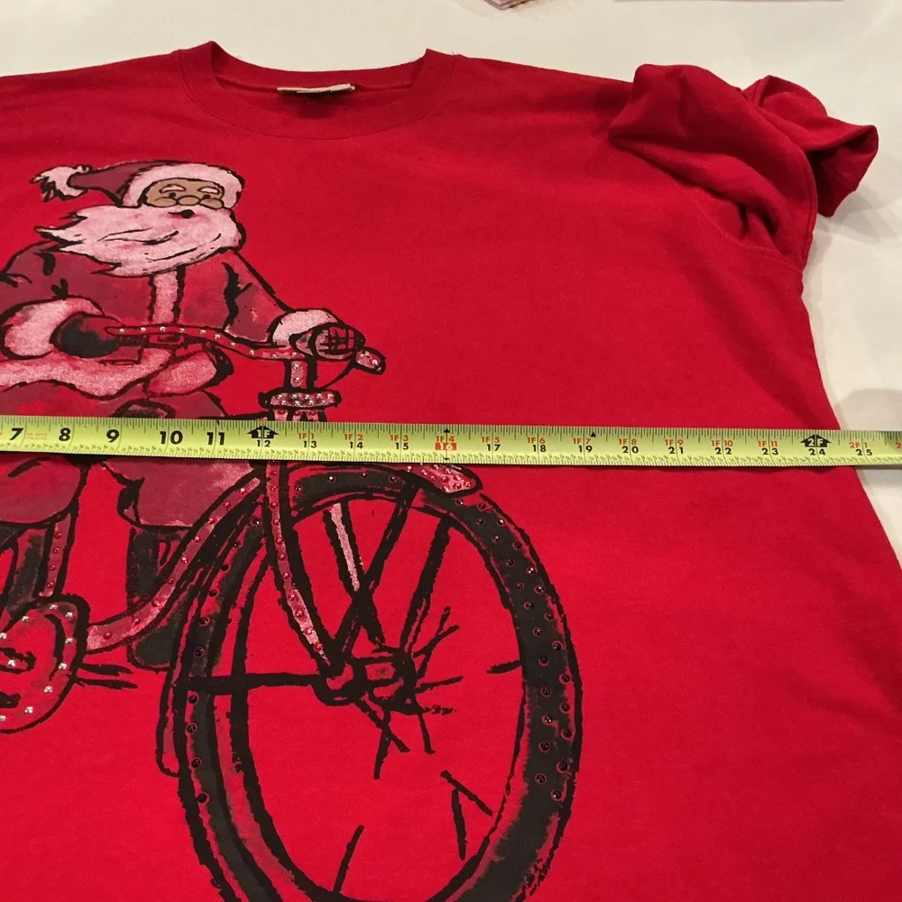 M&C Sportswear Women 2X Red Santa Graphic Cozy‎ Tee Shirt Holidays NWT Gift